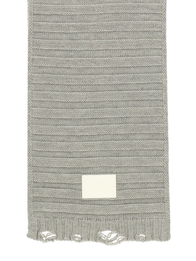 Mm6 Maison Margiela Virgin Wool & Acrylic Blend Scarf — Gray Scarfs