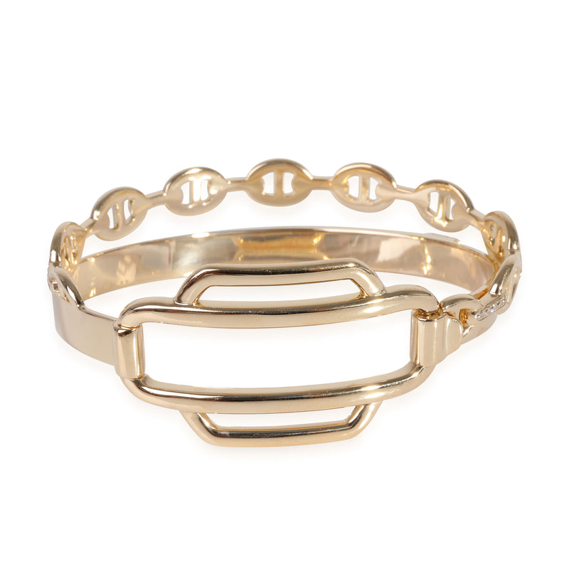 Hermès Double Tour Collier De Chien Diamond Bracelet 18k Yellow Gold 0.79 Ctw