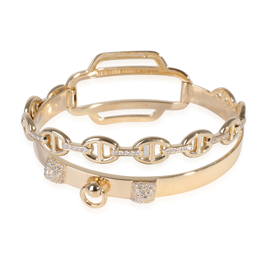 Hermès Double Tour Collier De Chien Diamond Bracelet 18k Yellow Gold 0.79 Ctw