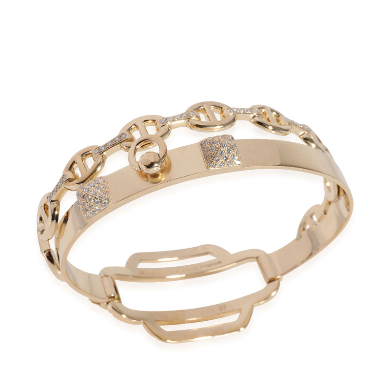 Hermès Double Tour Collier De Chien Diamond Bracelet 18k Yellow Gold 0.79 Ctw