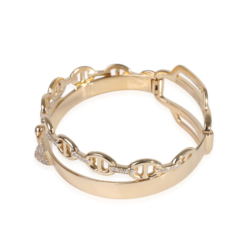 Hermès Double Tour Collier De Chien Diamond Bracelet 18k Yellow Gold 0.79 Ctw