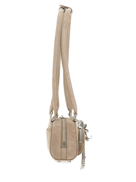 Self-Portrait Beaded Leather Shoulder Bag — Beige Outer Cow