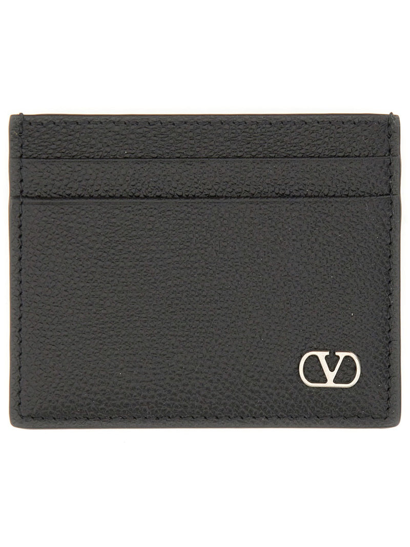 Valentino Garavani Vlogo Signature Leather Card Holder — Black Wallets & Purses