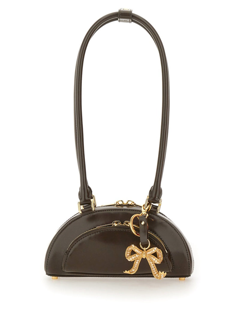 Self-Portrait Mini Leather Shoulder Bag — Brown Cow