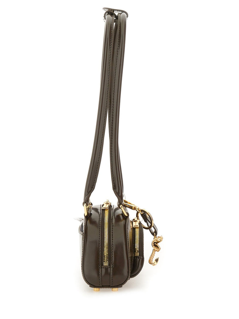 Self-Portrait Mini Leather Shoulder Bag — Brown Cow
