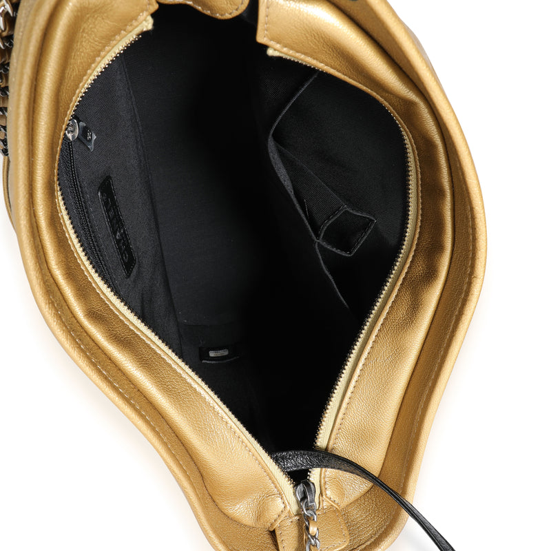 Chanel Black & Gold Ombré Quilted Goatskin Medium Gabrielle Hobo Black; Leather Handbag