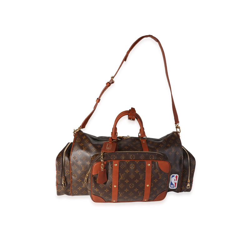 Louis Vuitton X Nba Monogram Canvas Trio Pocket Keepall Brown Coated Canvas; Leather Handbag