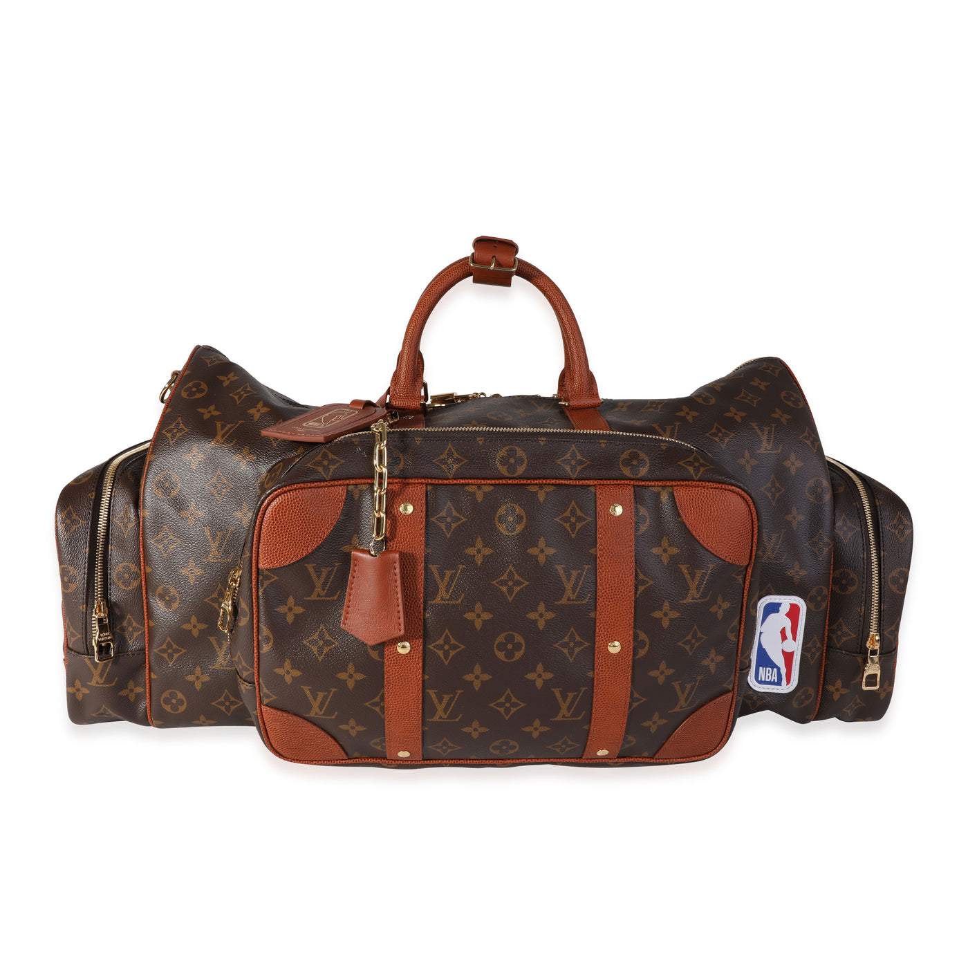 Louis Vuitton X Nba Monogram Canvas Trio Pocket Keepall Brown Coated Canvas; Leather Handbag