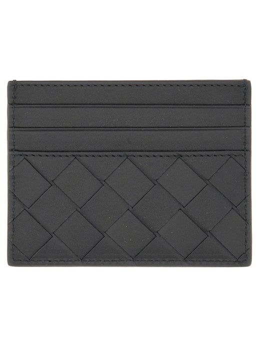 Bottega Veneta Woven Calfskin Card Case — Black Wallets & Purses