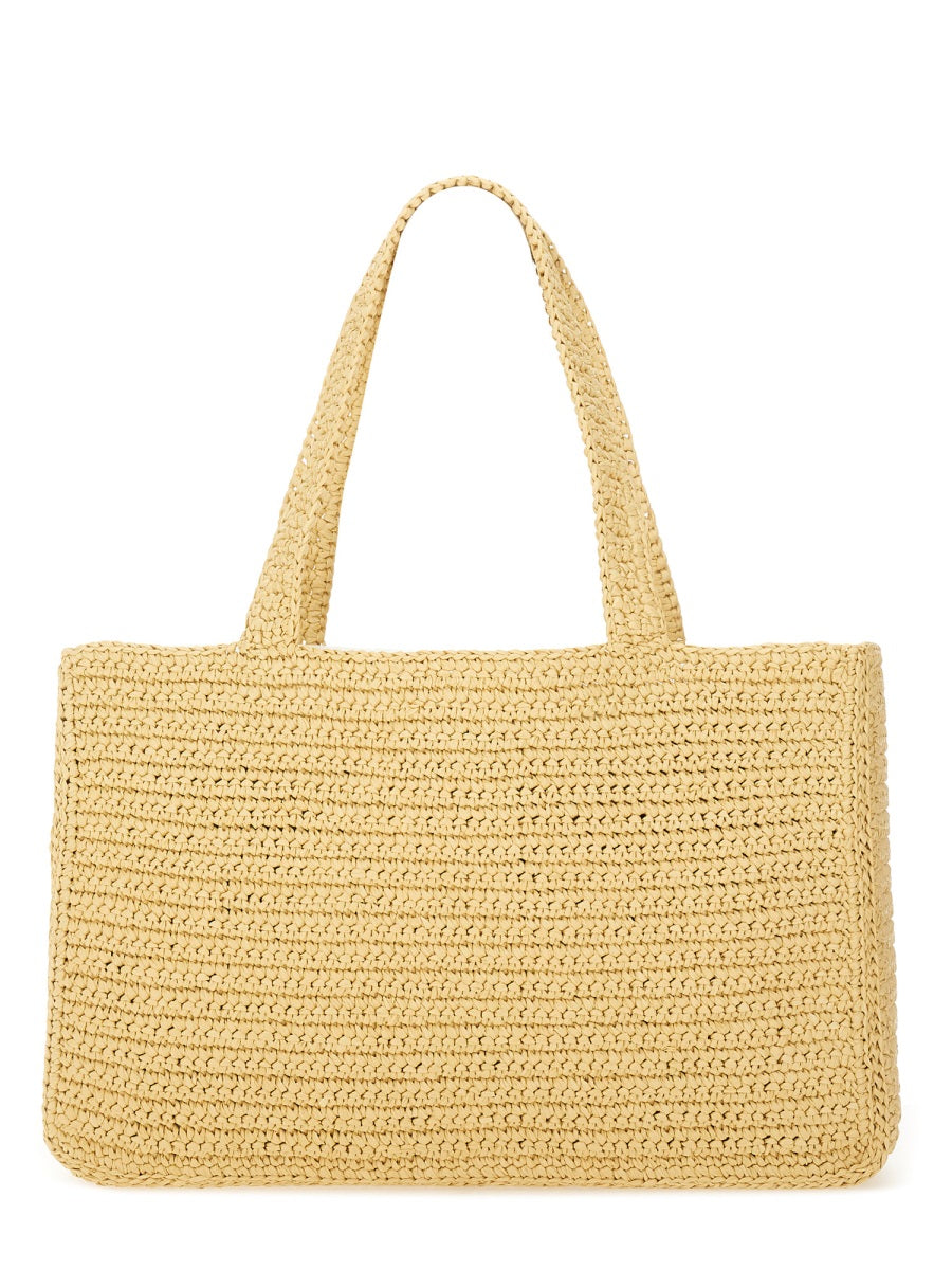 Valentino Garavani Woven Raffia Tote Bag — Beige