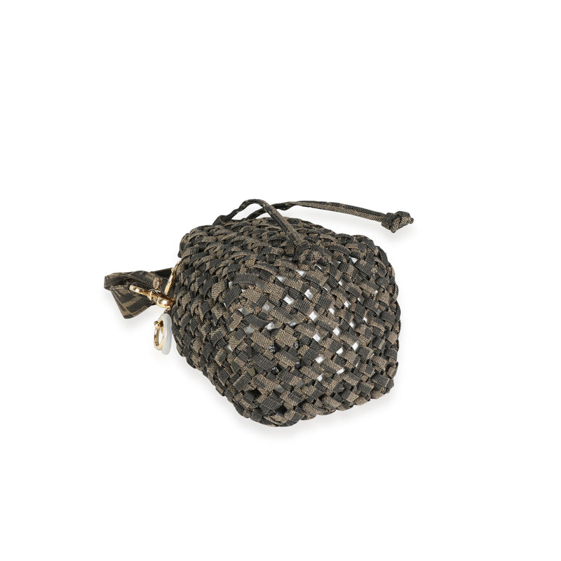 Fendi Brown Jacquard Interlace Canvas Mini Mon Tresor Handbag