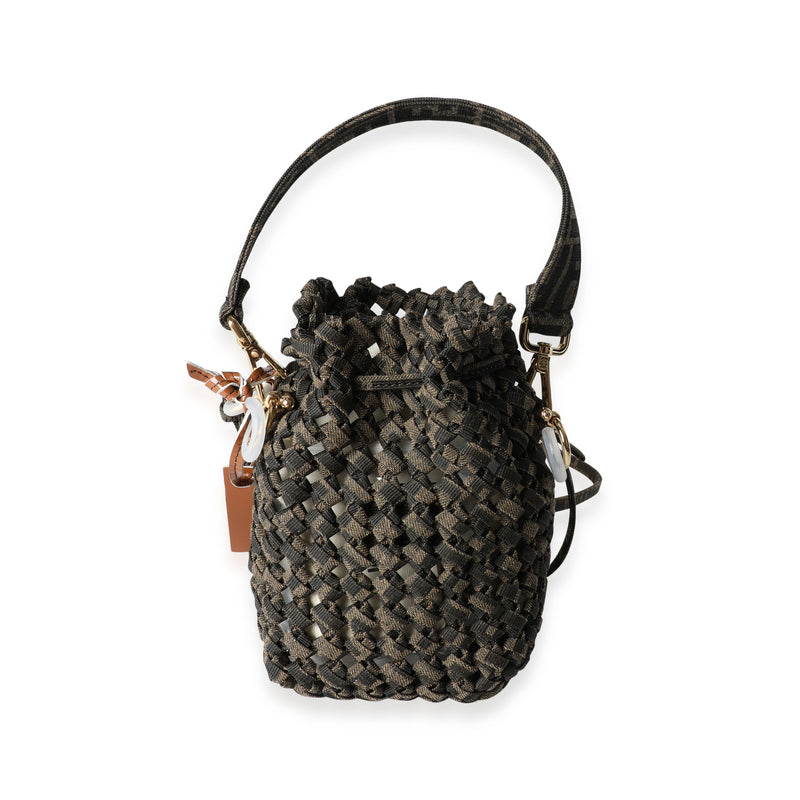 Fendi Brown Jacquard Interlace Canvas Mini Mon Tresor Handbag