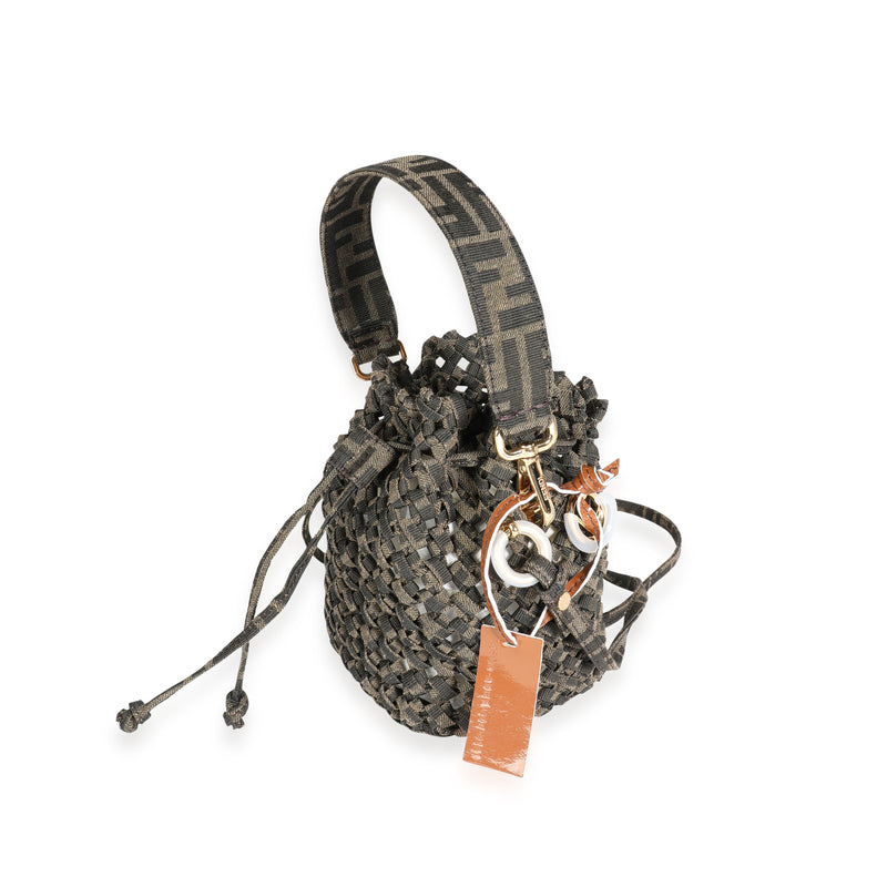 Fendi Brown Jacquard Interlace Canvas Mini Mon Tresor Handbag