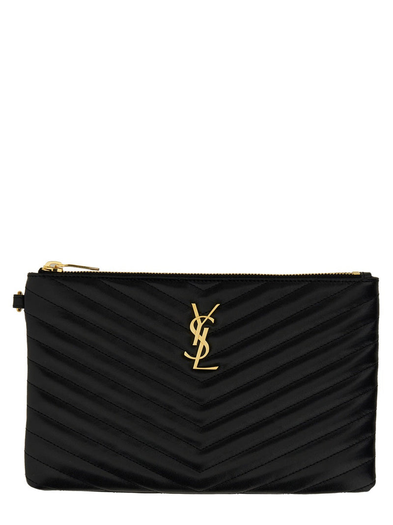 Saint Laurent Cassandre Clutch — Black Calf Leather