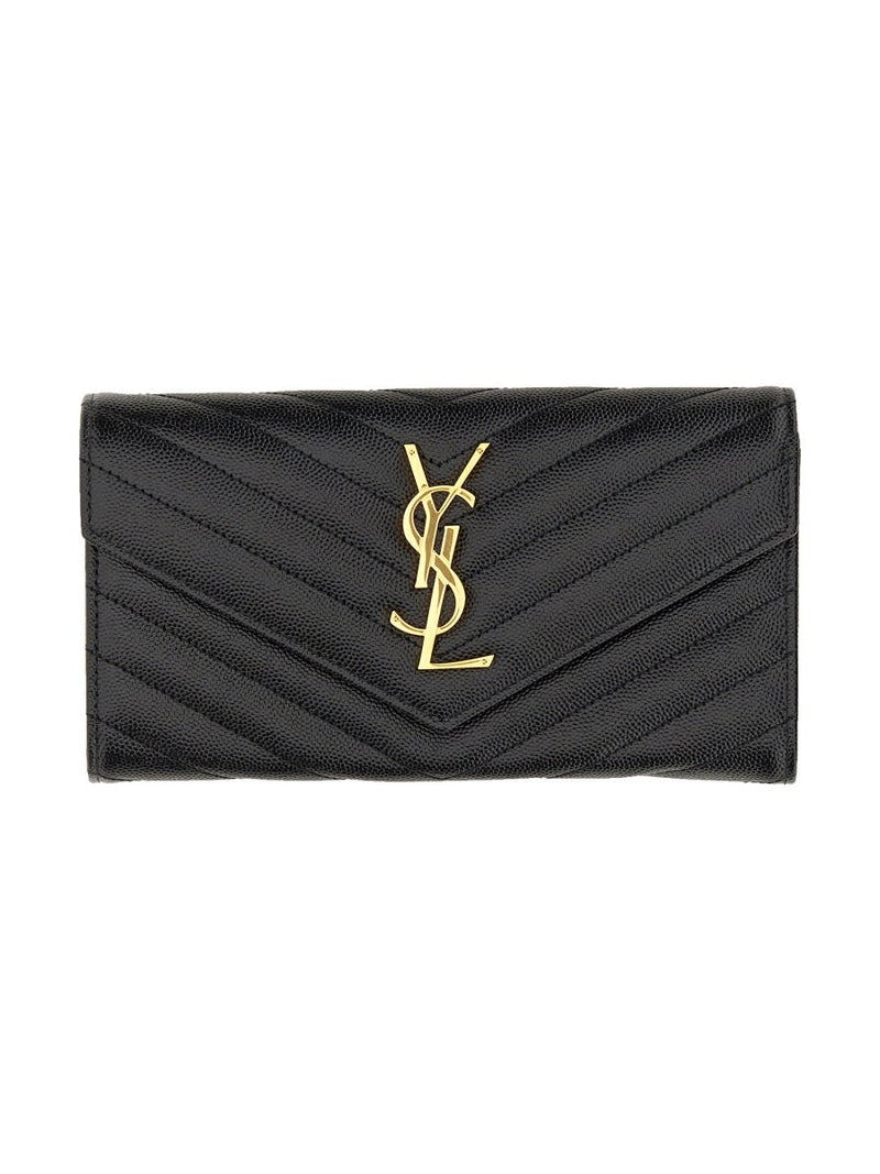Saint Laurent Monogram Calf Leather Wallet — Black