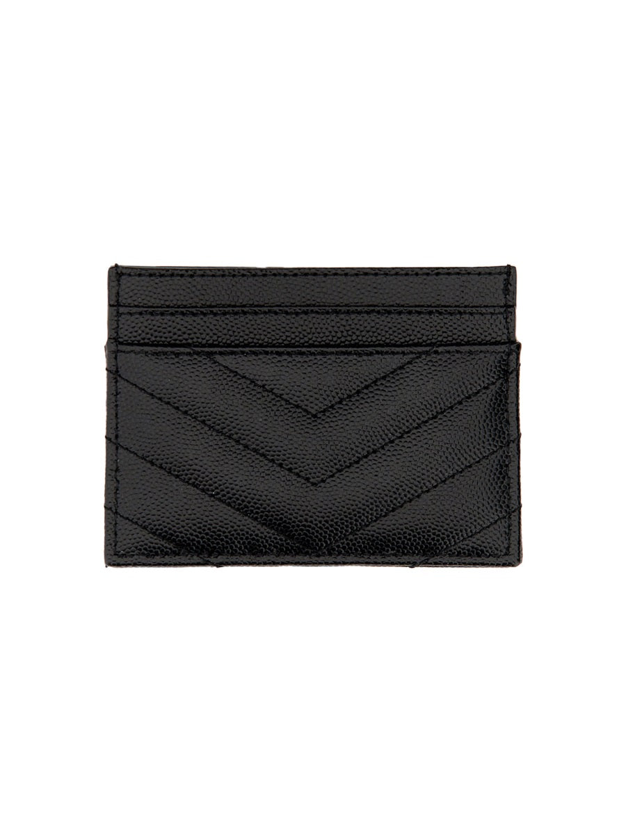 Saint Laurent Cassandre Card Case — Black Calf Leather Wallets & Purses