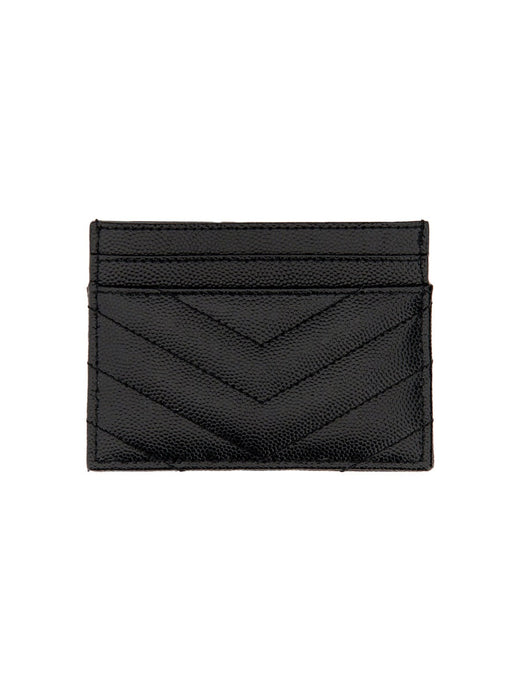 Saint Laurent Cassandre Card Case — Black Calf Leather Wallets & Purses