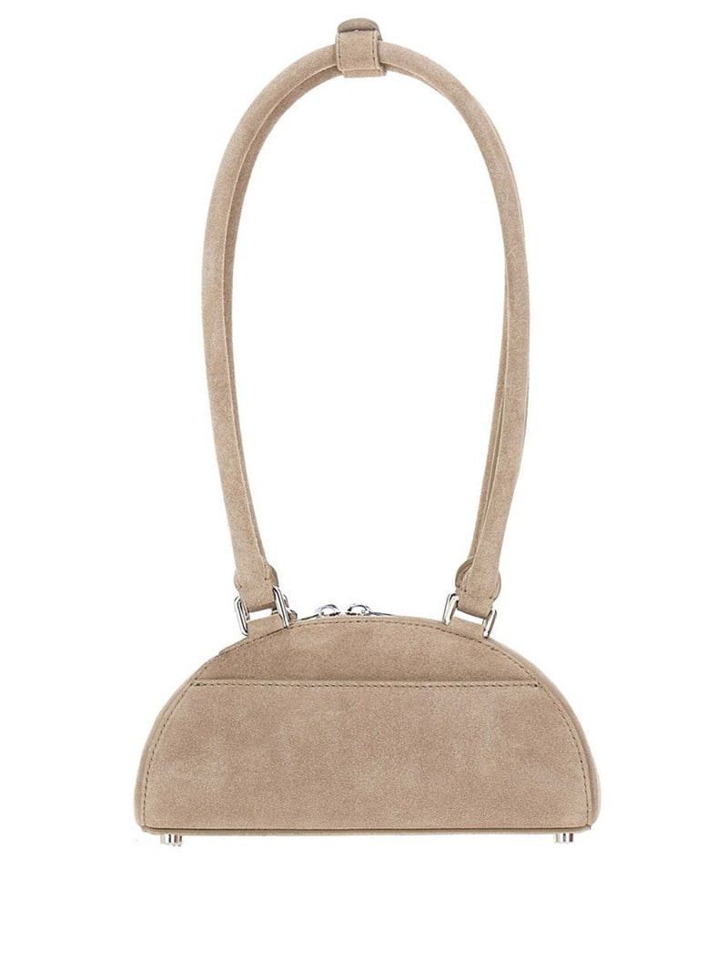 Self-Portrait Beaded Leather Shoulder Bag — Beige Outer Cow