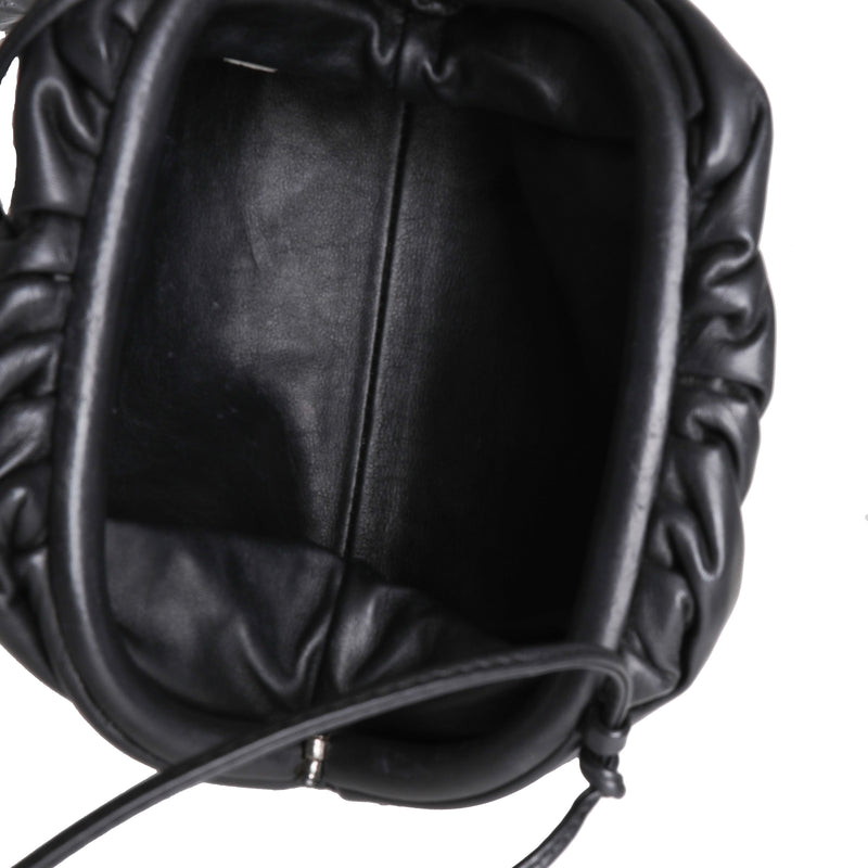 Bottega Veneta Black Calfskin Mini Pouch Bag Leather Handbag
