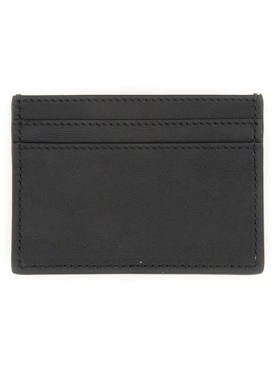 Moschino Logo-Embellished Leather Card Case — Black Wallets & Purses