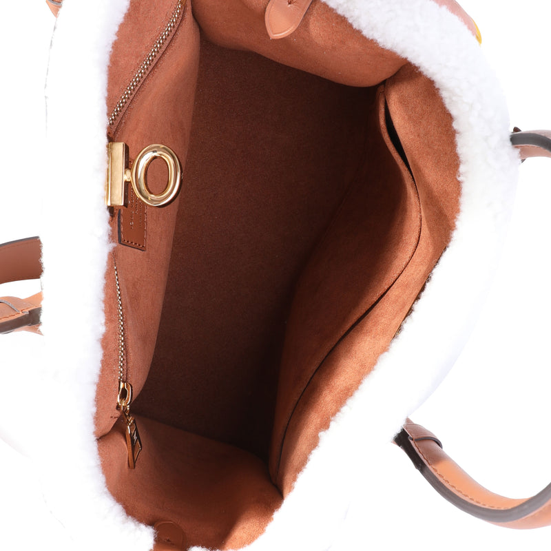 Louis Vuitton Caramel Calfskin And Shearling On My Side Pm Brown Leather Handbag