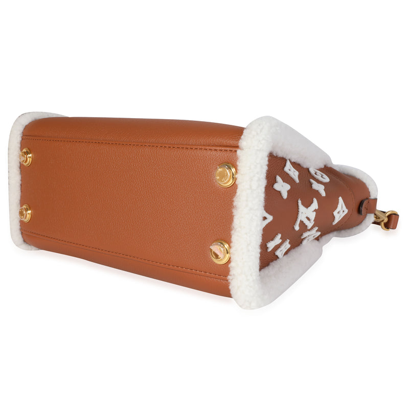 Louis Vuitton Caramel Calfskin And Shearling On My Side Pm Brown Leather Handbag