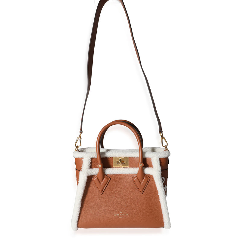 Louis Vuitton Caramel Calfskin And Shearling On My Side Pm Brown Leather Handbag
