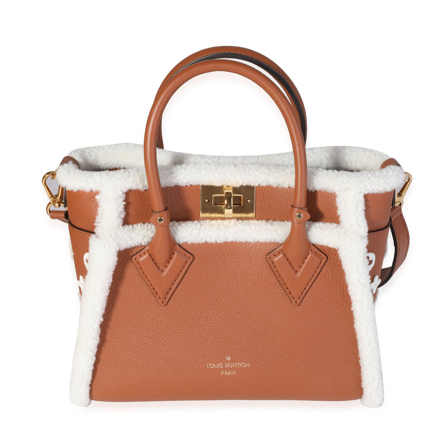 Louis Vuitton Caramel Calfskin And Shearling On My Side Pm Brown Leather Handbag