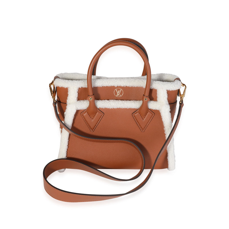 Louis Vuitton Caramel Calfskin And Shearling On My Side Pm Brown Leather Handbag