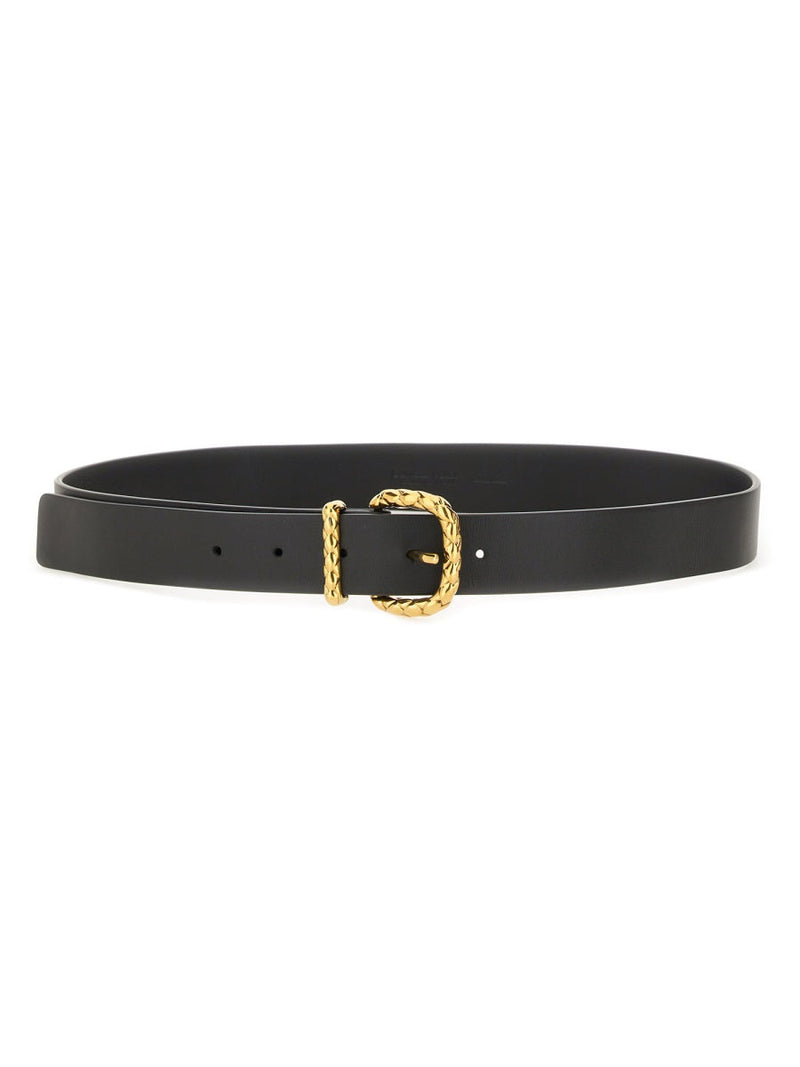 Bottega Veneta Coaxial Belt — Black Calfskin