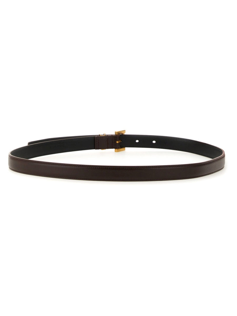 Saint Laurent Cassandre Belt — Red Leather
