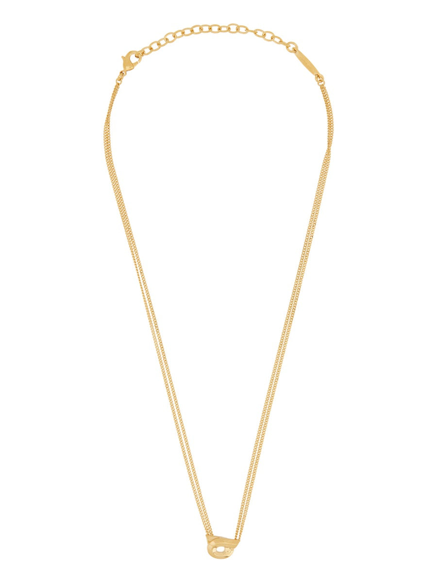 Ferragamo Pendant Hooks Brass Necklace — Gold Necklaces