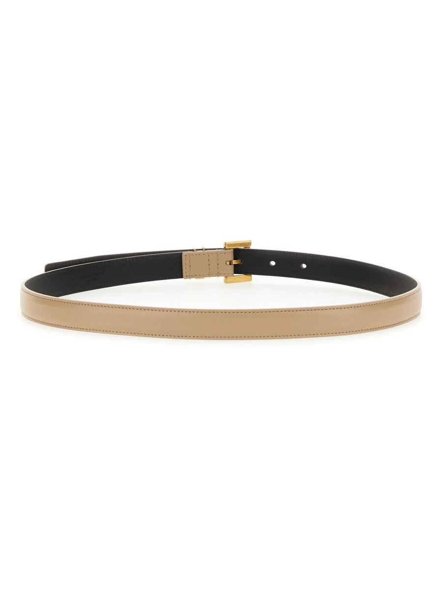 Saint Laurent Cassandre Belt — Beige Calfskin
