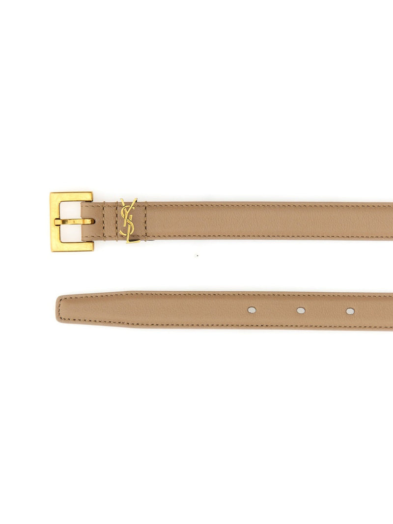 Saint Laurent Cassandre Belt — Beige Calfskin