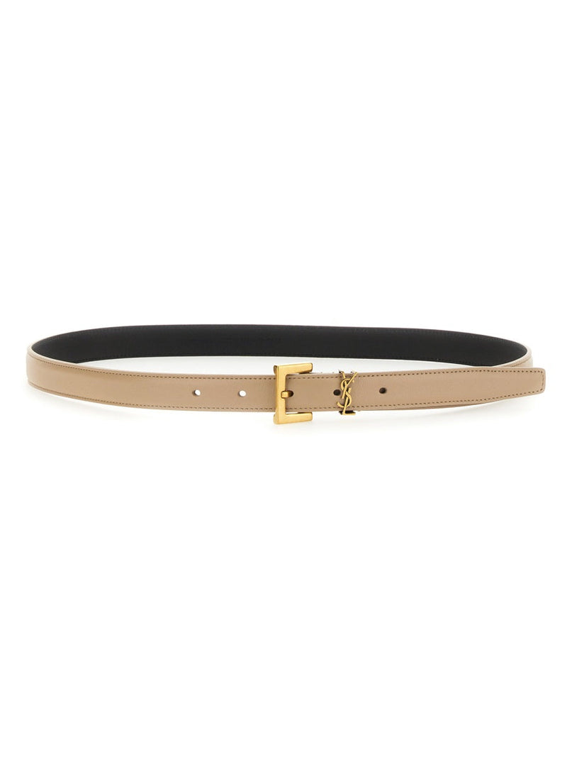 Saint Laurent Cassandre Belt — Beige Calfskin