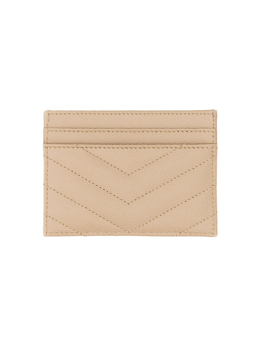 Saint Laurent Cassandre Card Case — Beige Calf Leather Cases