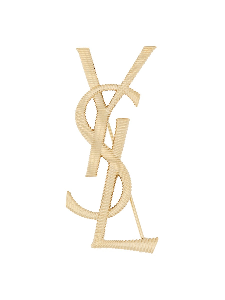 Saint Laurent Cassandre Brooch — Gold Brass Brooches & Pins