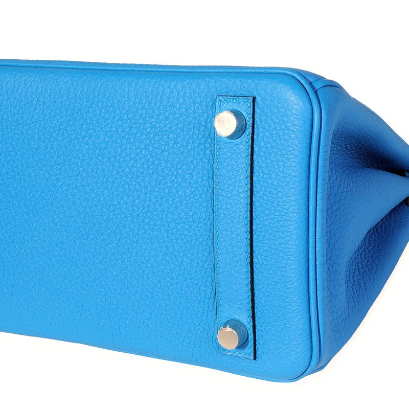 Hermès Bleu Zanzibar Togo Birkin 25 Phw Blue Leather Handbag