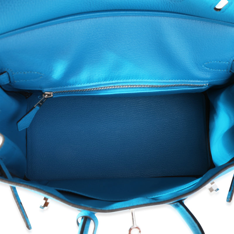 Hermès Bleu Zanzibar Togo Birkin 25 Phw Blue Leather Handbag