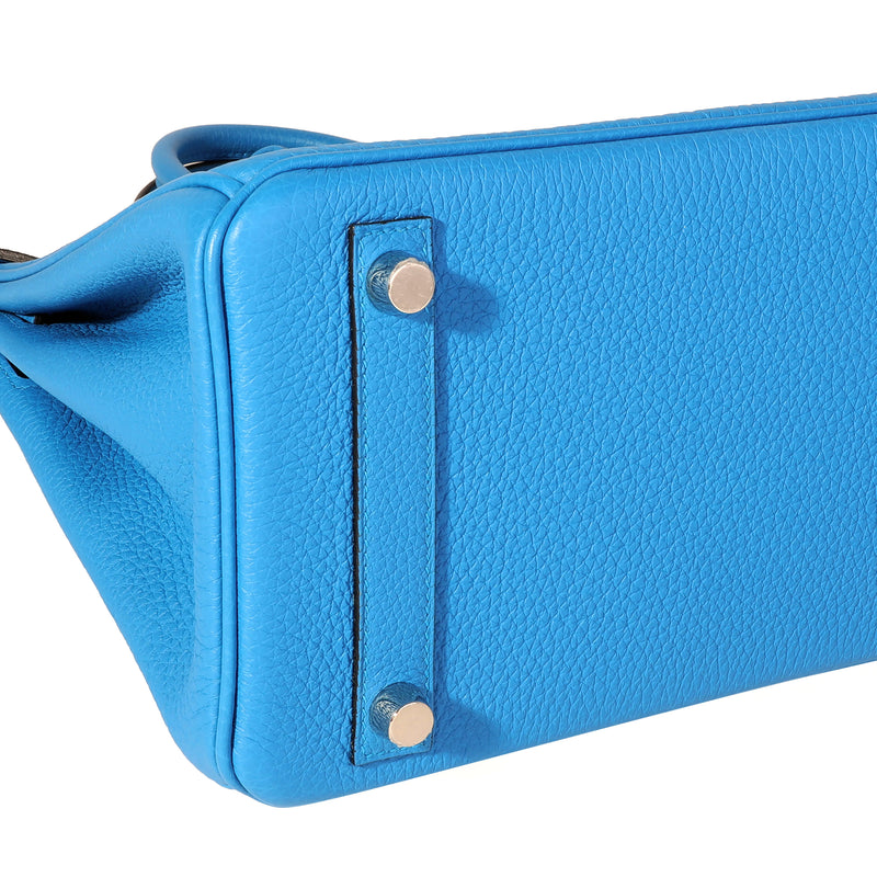 Hermès Bleu Zanzibar Togo Birkin 25 Phw Blue Leather Handbag