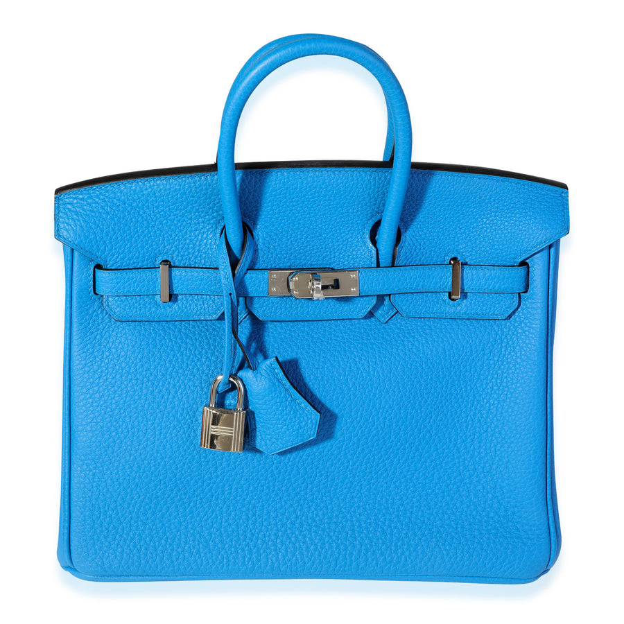 Hermès Bleu Zanzibar Togo Birkin 25 Phw Blue Leather Handbag
