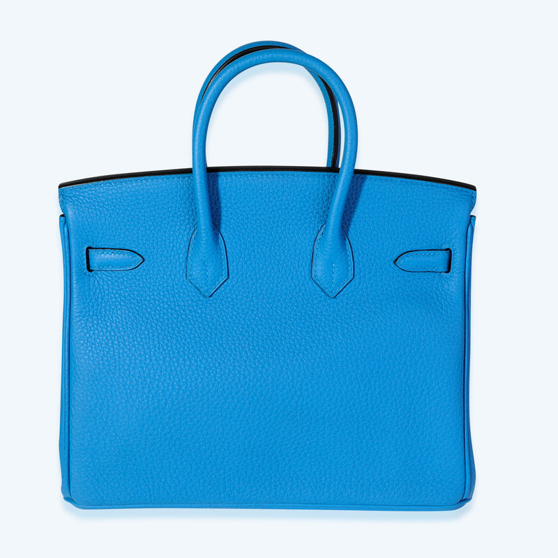 Hermès Bleu Zanzibar Togo Birkin 25 Phw Blue Leather Handbag