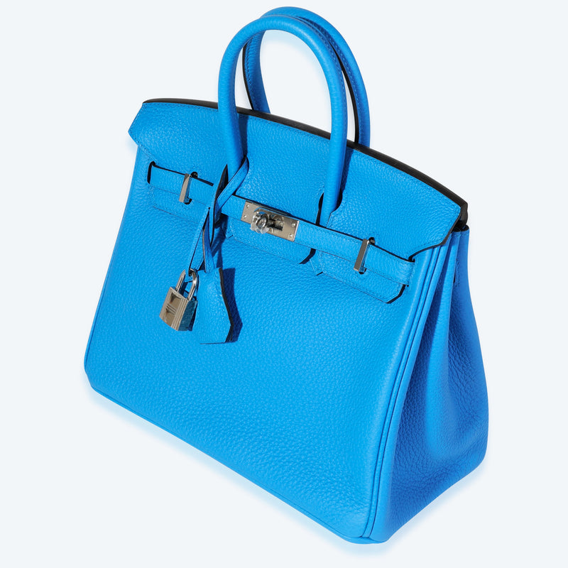 Hermès Bleu Zanzibar Togo Birkin 25 Phw Blue Leather Handbag