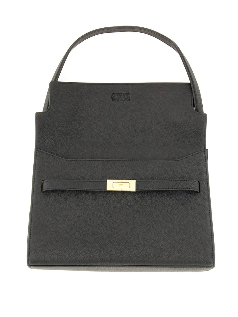 Tory Burch Lee Radziwill Shoulder Bag — Black Cow Leather