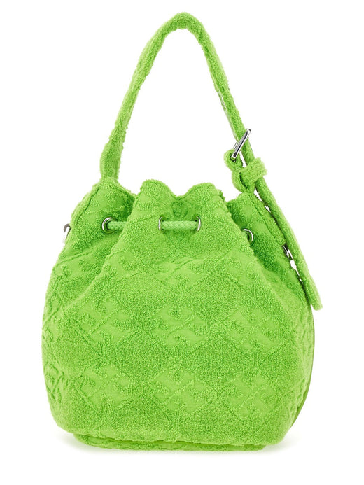 Tory Burch T Monogram Cotton-Blend Bucket Bag — Green