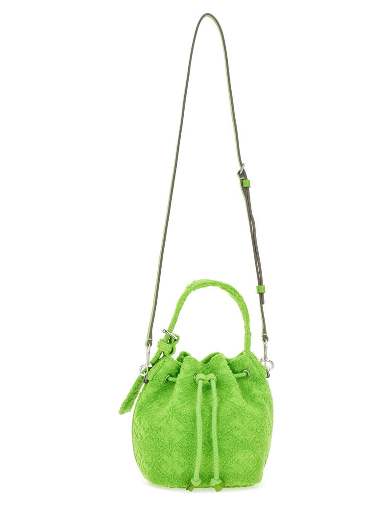 Tory Burch T Monogram Cotton-Blend Bucket Bag — Green