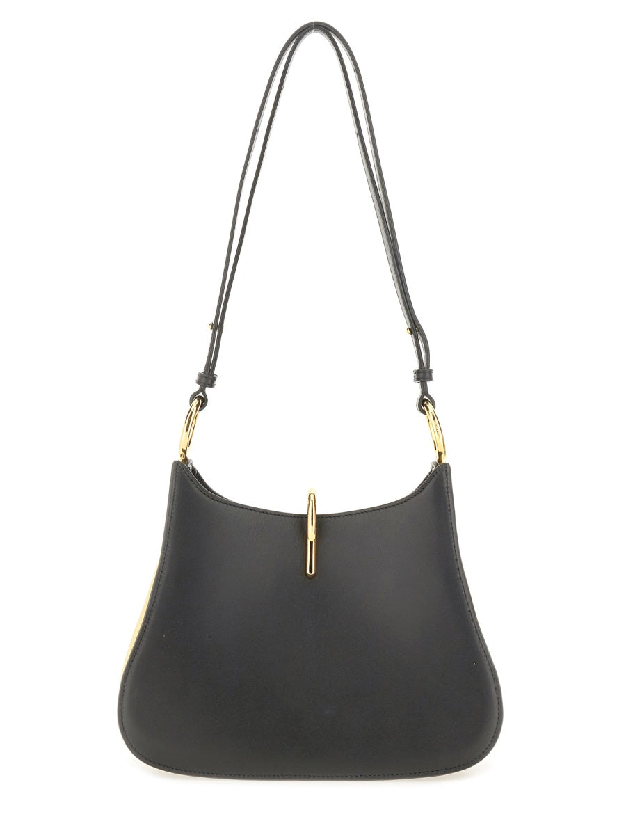 Rabanne Leather Ring Handle Shoulder Bag — Black