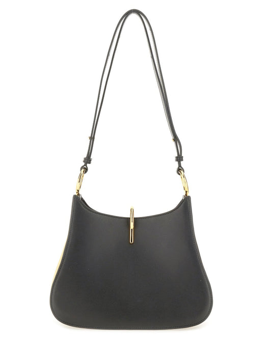 Rabanne Leather Ring Handle Shoulder Bag — Black