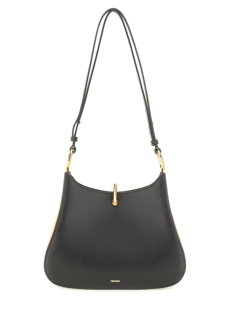 Rabanne Leather Ring Handle Shoulder Bag — Black