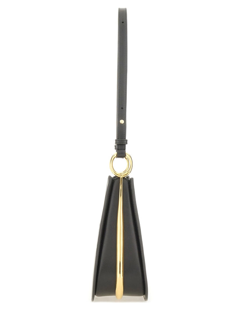 Rabanne Leather Ring Handle Shoulder Bag — Black